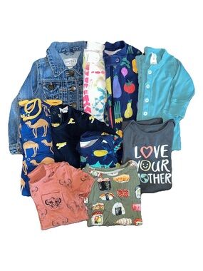 10 Pc Bundle Assorted Baby Clothes PJs One Piece Bodysuit Romper Bamboo 18-24M